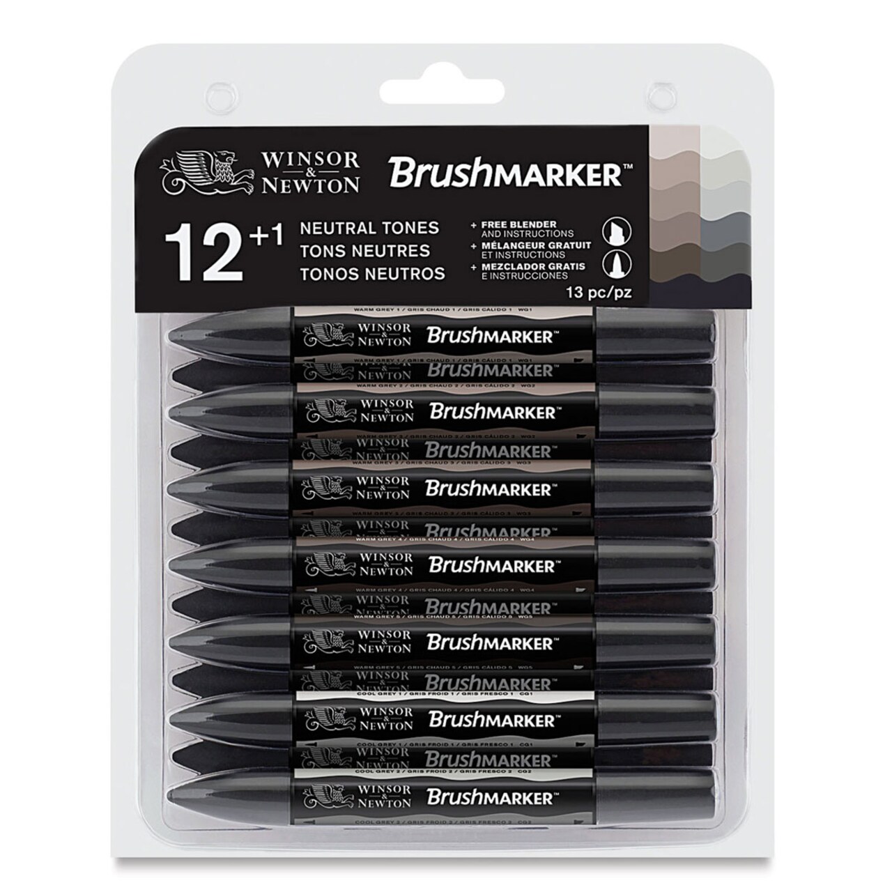 Winsor & Newton Promarker Brush Markers - Neutral Tones, Set of 12
